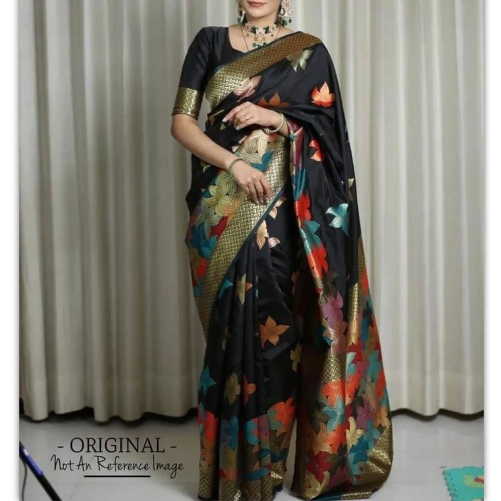 Semi Silk Katan Woven Saree With Running Blouse Piece